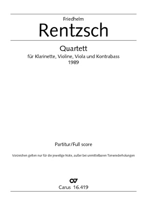 Quartett Für Klarinette, Violine, Viola Und Kontrabass (RENTZSCH FRIEDHELM)