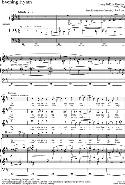 Evening Hymn (GARDINER HENRY BALFOUR)