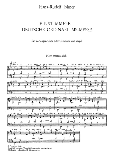 Einstimmige Deutsche Ordinariumsmesse (JOHNER HANS RUDOLF)