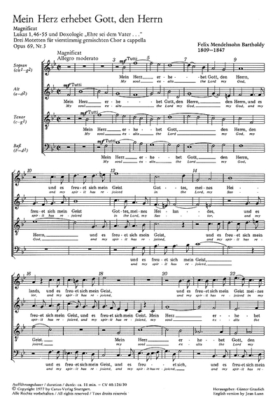 Mein Herz Erhebet Gott. Deutsches Magnificat (MENDELSSOHN-BARTHOLDY FELIX)