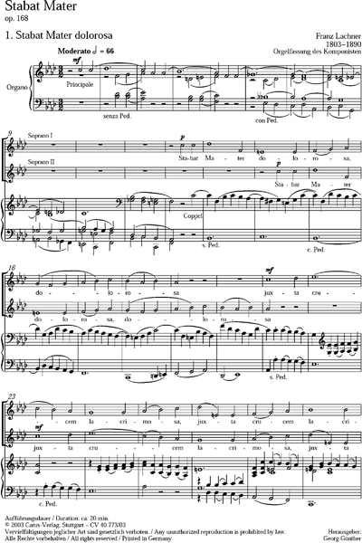Stabat Mater - Op. : 168 (LACHNER FRANZ)