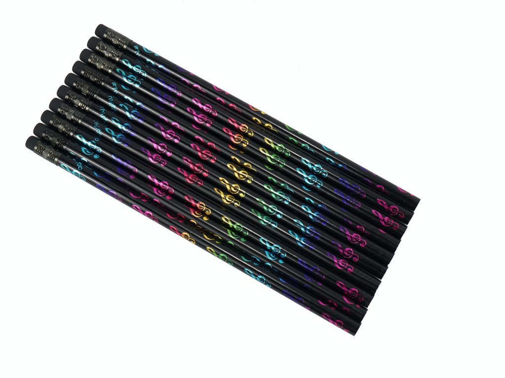 Pencil g-clef black/colourful 10 pcs