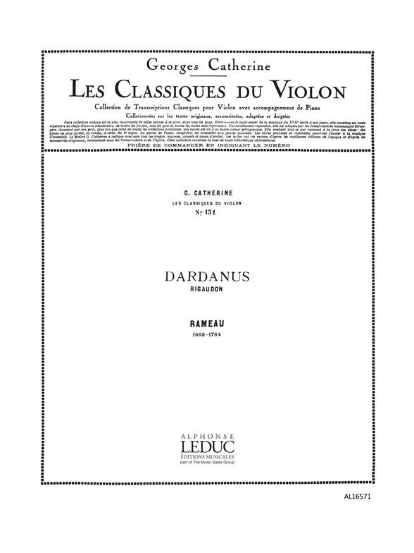 Classique Violon N0131 Dardanus:Rigaudon (RAMEAU JEAN-PHILIPPE)