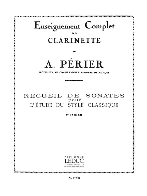 Recueil De Sonates Vol.1 Clarinette