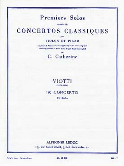 Premiers Solos Concertos Classiques:N019 Violon Et Piano (VIOTTI GIOVANNI BATTISTA / CATHERINE)