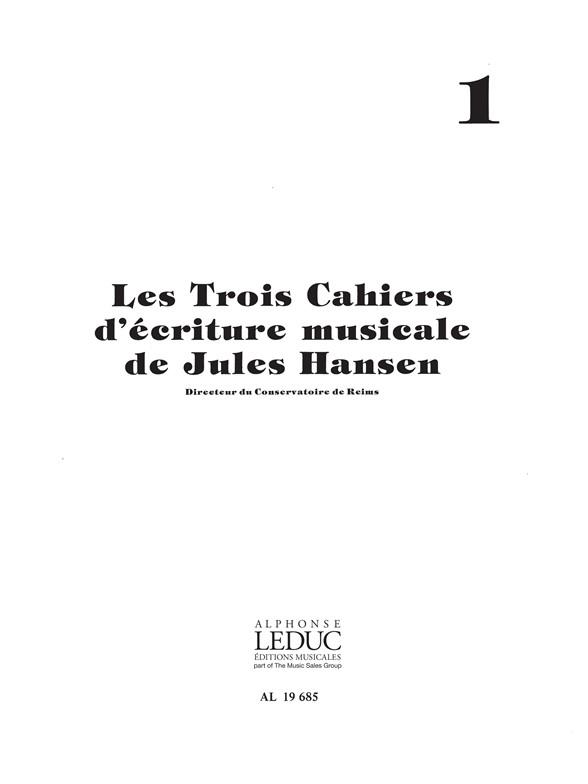 3 Cahiers D'Ecriture Musicale N01