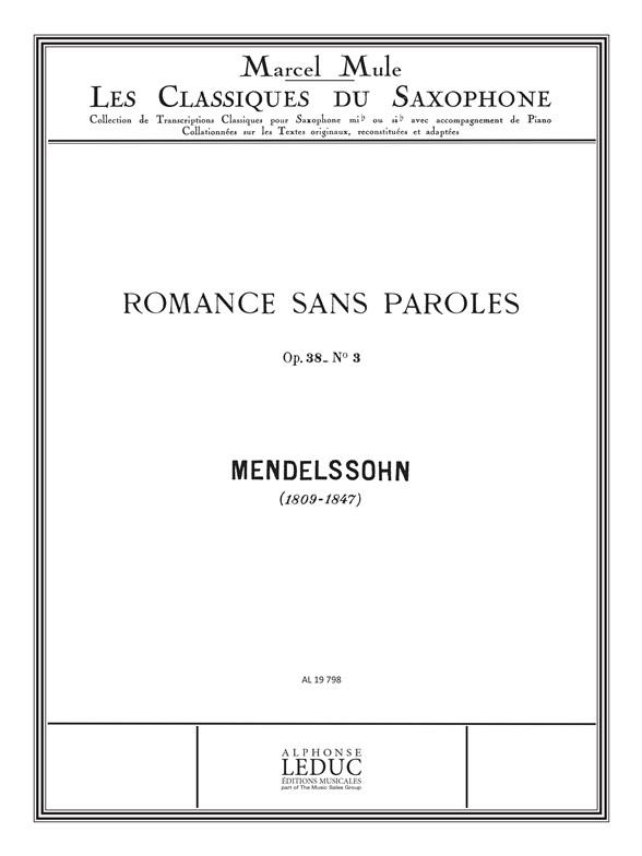 Classique Saxophone Mib N0060 Romances Sans Paroles N03