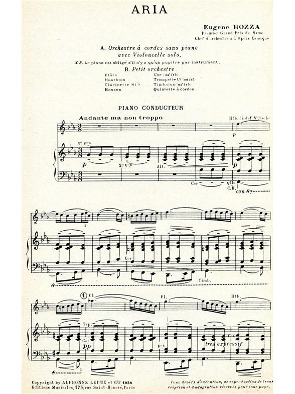 Aria/Violoncelle Et Orchestre Cordes Et Piano/Completpno Conducteur Et Parties