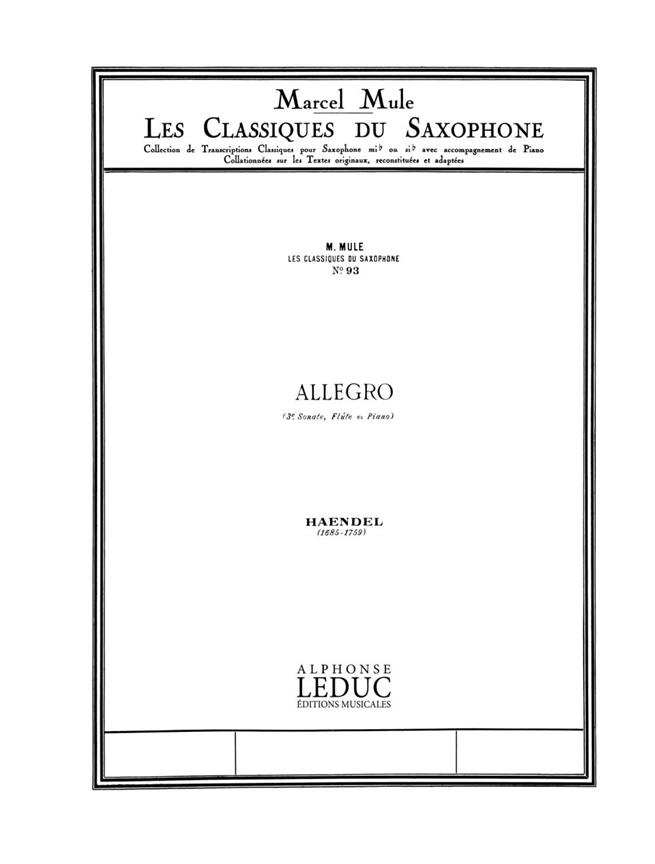 Classique Saxophone Mib N0093 Sonate N03 Flûte:Allegro