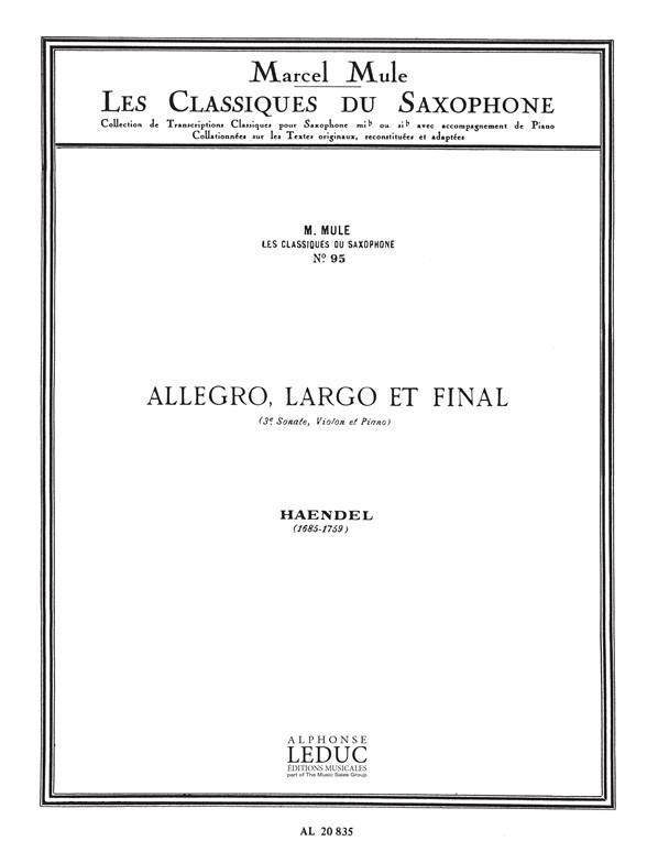 Classique Saxophone Mib N0095 Sonate N03 Violon:Allegro Largo Final