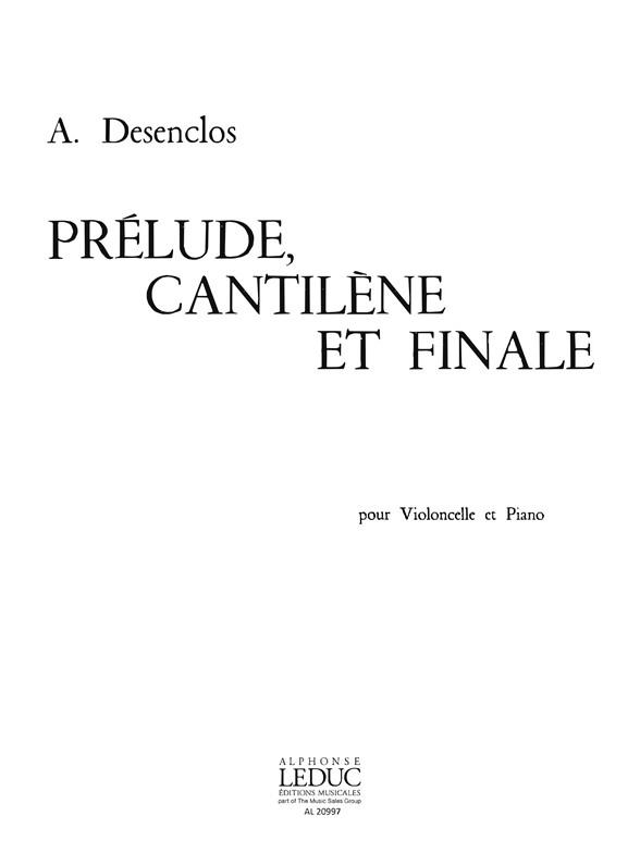 Prelude Cantilene Et Finale