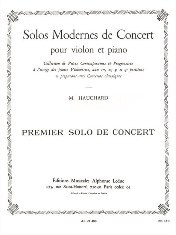 Solo Moderne De Concert N01 Ut Majeur 1Ere Position Violon Et Piano