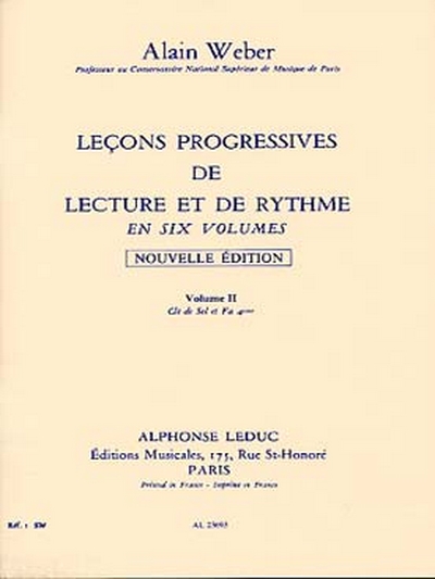 Lecons Progr.Lecture Et Rythme Vol.2 : Clés Sol Et Fa S - Acct (WEBER ALAIN)