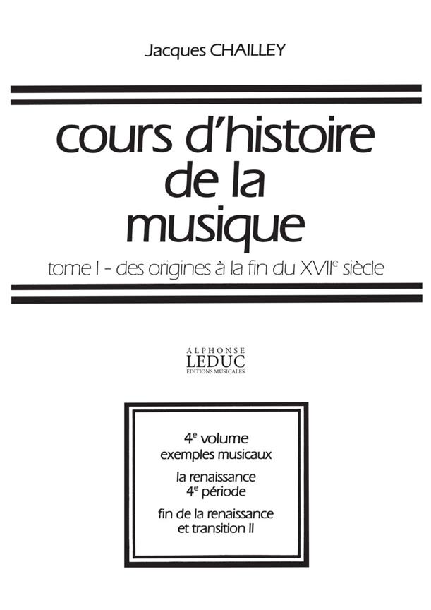 Cours D'Histoire De La Musique Tome 1 Vol.4 Exemples Musicaux Chapitres 7 A 9