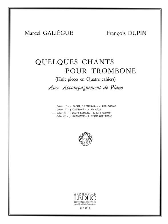 Quelques Chants Vol.3Petit Choral En Syncope Trombone Et Piano