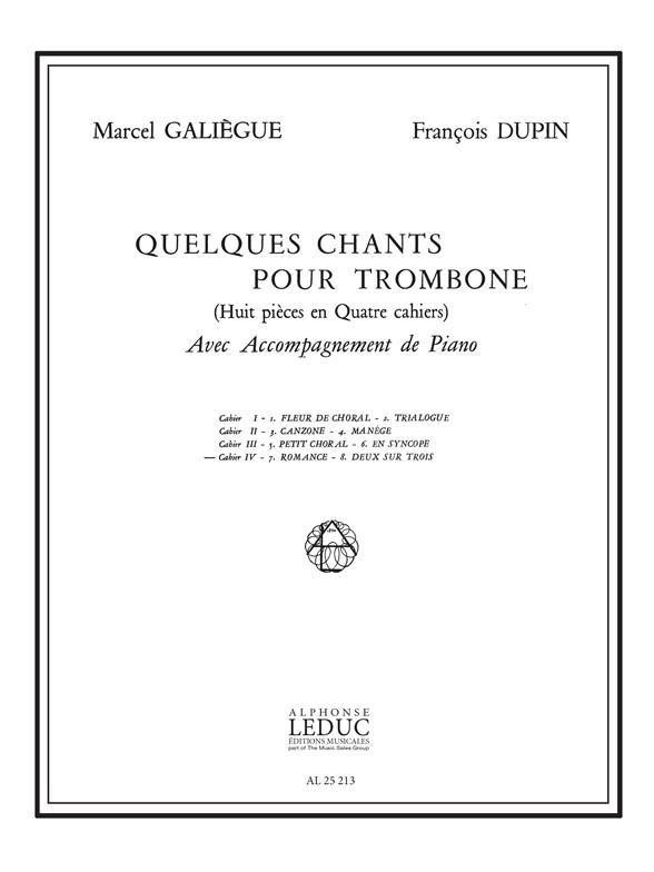 Quelques Chants Vol.4Romance-2 Sur 3 Trombone Et Piano