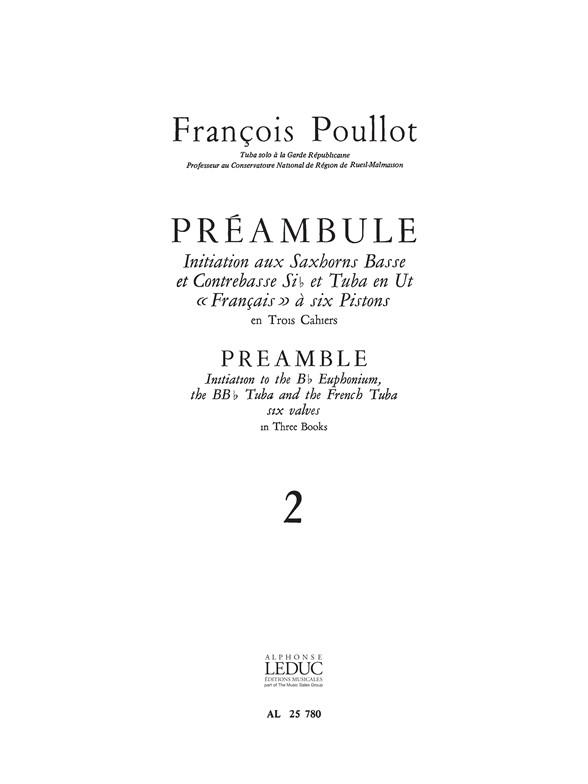 Preambule Vol.2 Saxhorn Basse/Contreb.Sib/Tuba Ut6 Pistons (POULLOT FRANCOIS)