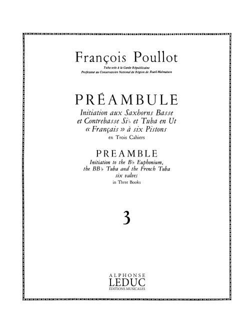 Preambule Vol.3 Saxhorn Basse/Contreb.Sib/Tuba Ut6 Pistons (POULLOT FRANCOIS)