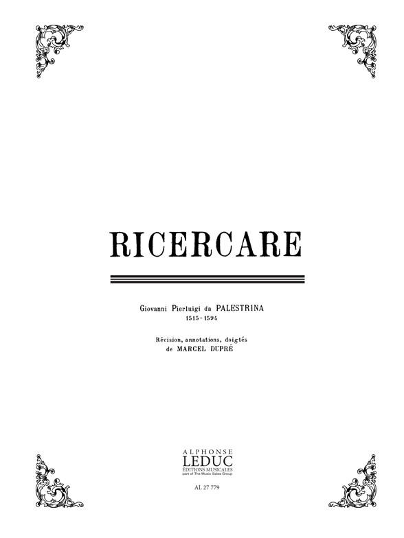 Ricercare Clas N026/Orgue (PALESTRINA GIOVANNI PIERLUIGI DA / DUPRE)