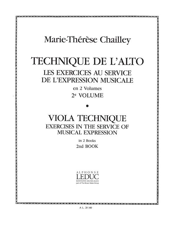 Technique De L'Alto Exercices Au Service De L'Expression Musicale Vol.2