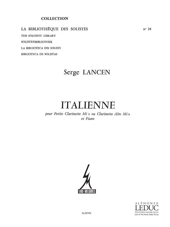 Italienne Petite Clarinette Ou Clar.Alto Mib Et Piano Lm024