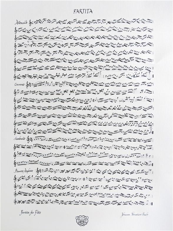 Partita (La Mi.) Flûte Seule Poster Calligraphie Musicale
