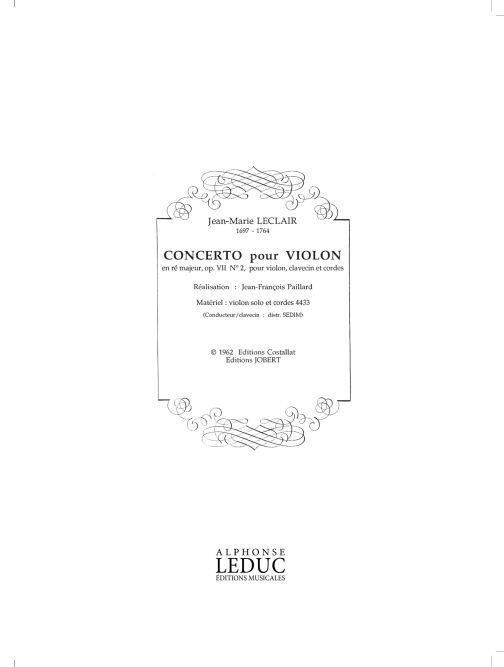Concerto N02 Op. 7 En Re Majeur