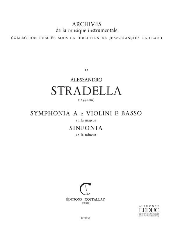 Symphonia En Fa Majeur/ Sinfonia En La Mineur/2 Violons Et B.C/Partition