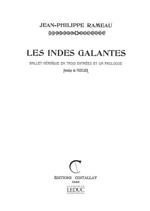Indes Galantes (RAMEAU JEAN-PHILIPPE / FUZELIER)