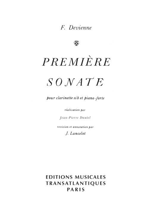 Sonate N01 (DEVIENNE FRANCOIS)