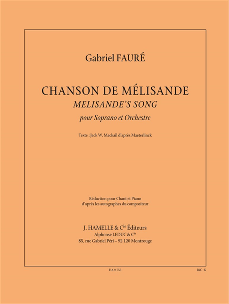 CHANSON DE MÉLISANDE (FAURE GABRIEL)