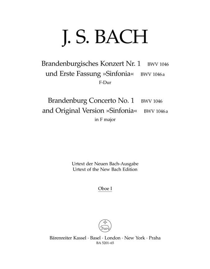 Brandenburgisches Konzert Nr. 1 Und Erste Fassung 'sinfonia'