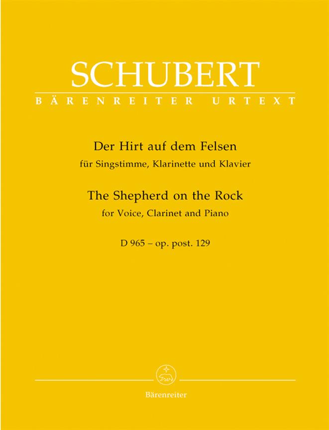 The Sheperd On The Rock D 965 Op. Post 119 For High Voice, Clarinet And Piano (SCHUBERT FRANZ)