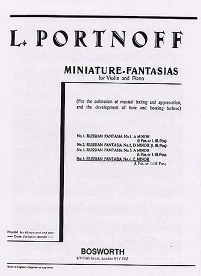 Portnoff Fantasia No4 Em Violin/Piano