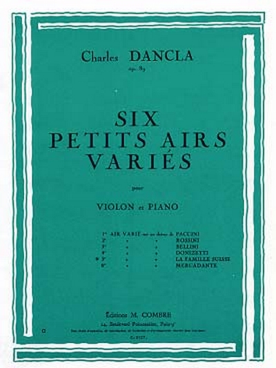 5ème Air Varié Sur Un Thème De La Famille Suisse Op. 89 #5 (DANCLA CHARLES)