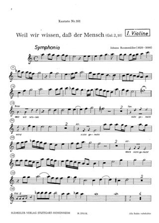 Weil Wir Wissen, Dass Der Mensch (ROSENMULLER JOHANN)