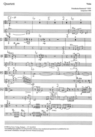 Quartett Für Klarinette, Violine, Viola Und Kontrabass (RENTZSCH FRIEDHELM)