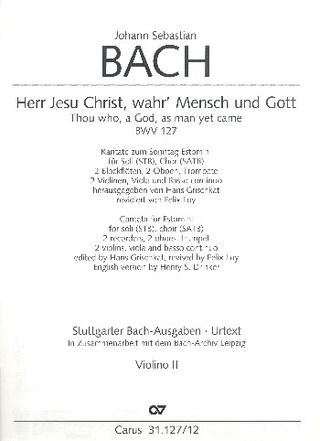 Herr Jesu Christ, Wahr' Mensch Und Gott (BACH JOHANN SEBASTIAN)