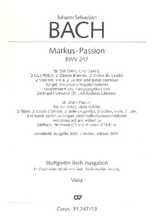 Markuspassion (BACH JOHANN SEBASTIAN)