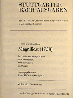 Magnificat In C (BACH JOHANN CHRISTIAN)