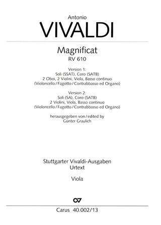 Magnificat - Rv 610 (VIVALDI ANTONIO)