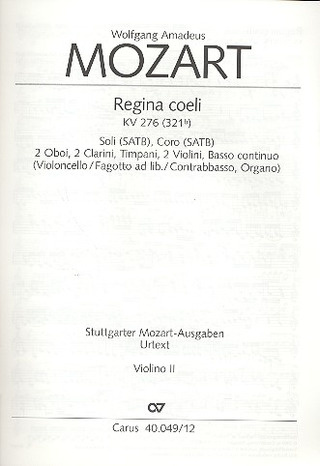 Regina Coeli In C (MOZART WOLFGANG AMADEUS)