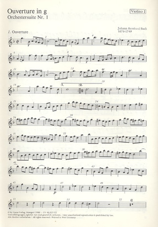 Orchestersuite Nr. 1 (BACH JOHANN BERNHARD)