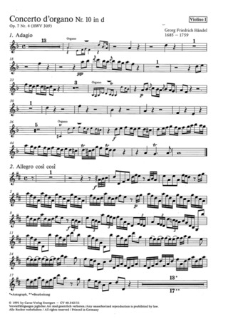 Concerto D'Organo Nr. 10 In D (Orgelkonzert Nr. 10 In D)