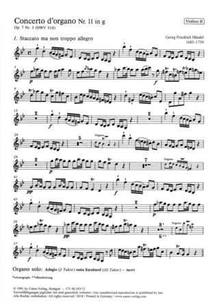 Concerto D'Organo Nr. 11 In G (Orgelkonzert Nr. 11 In G) (HAENDEL GEORG FRIEDRICH)