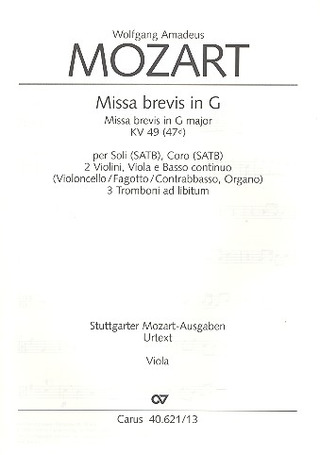 Missa Brevis In G (MOZART WOLFGANG AMADEUS)