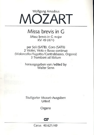 Missa Brevis In G (MOZART WOLFGANG AMADEUS)