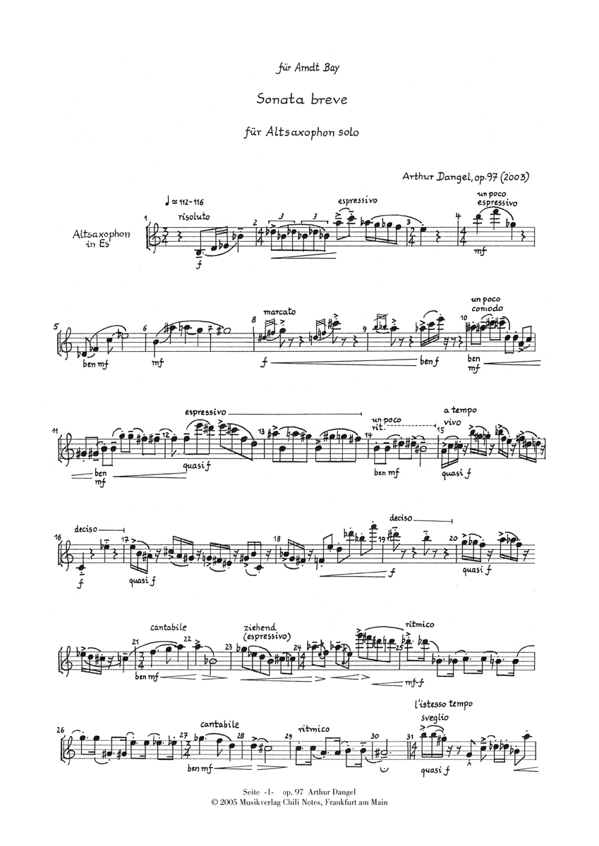 Sonata Breve op (DANGEL A) (DANGEL A)
