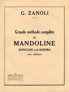 Méthode Complète De Mandoline Napolitaine + Tablat. (ZANOLI G)