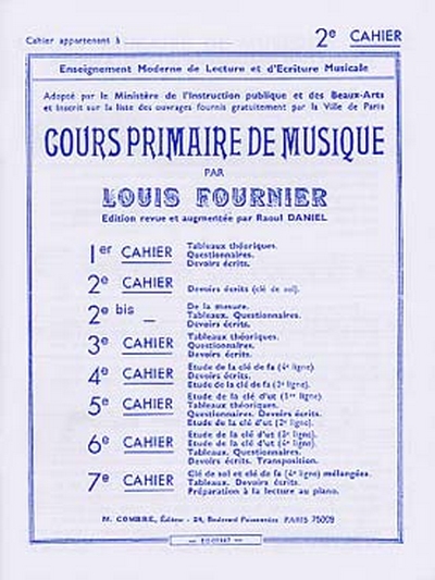Cours Primaire De Musique Cahier 2 (FOURNIER L)